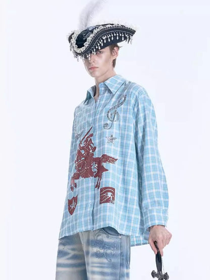 Don Quixote Print Sequin Embroidery Long Sleeve Shirt WN18993