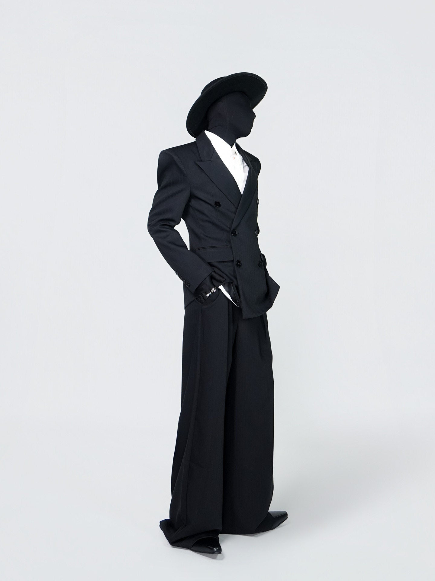 Double Breasted Tailored Jacket & Wide Leg Pleats Trousers Setup WN24307