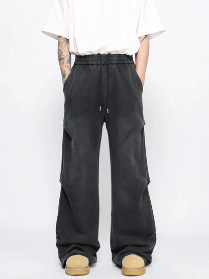 Washed Wrinkle Wide Leg Sweatpants WN10931