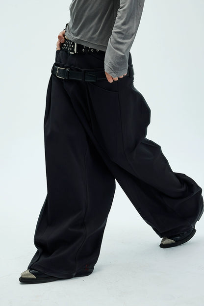 Double Waist Wide Leg Buggy Trousers WN9078