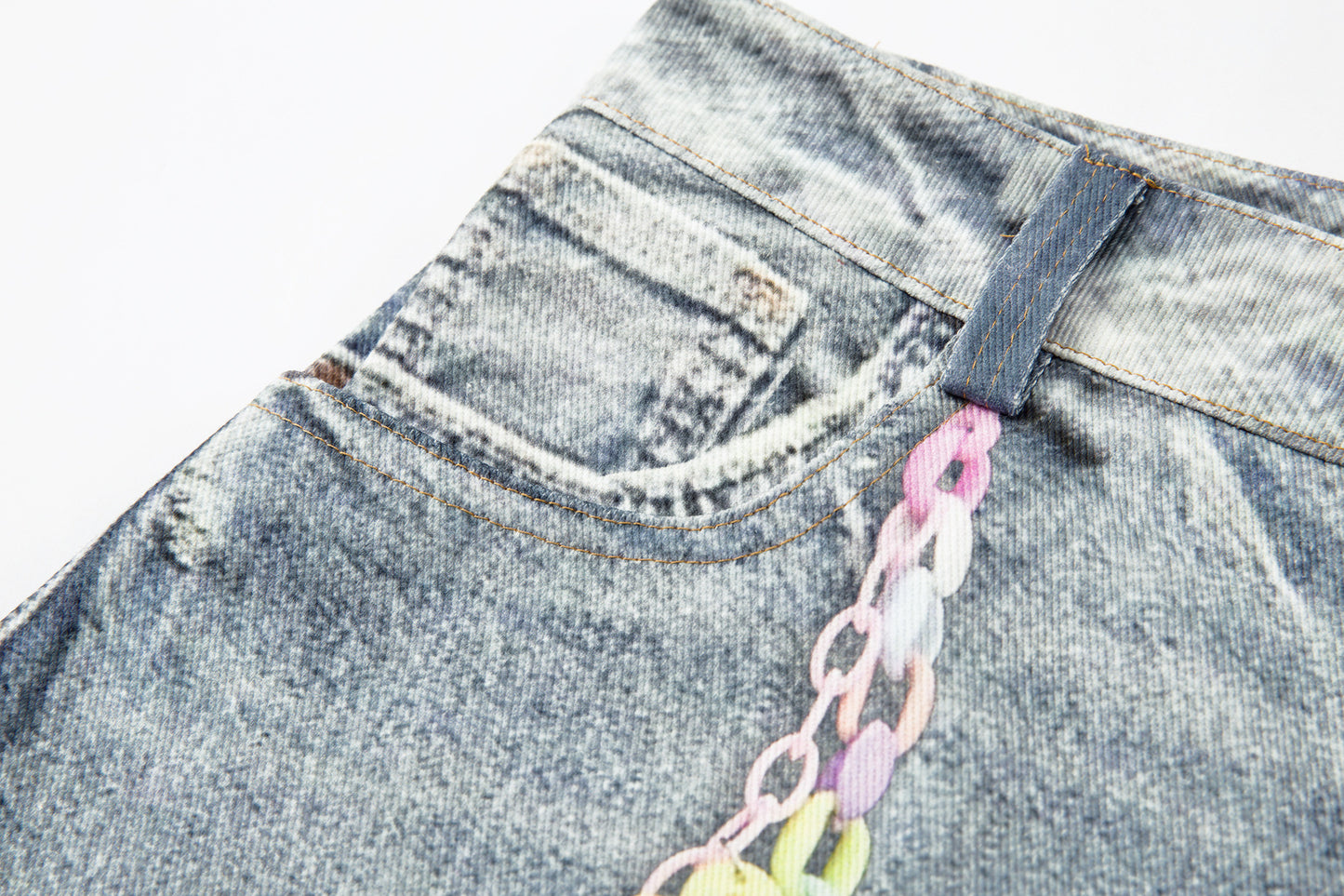 Washed Charm Patch Wide Leg Cropped Denim Jeans WN25564
