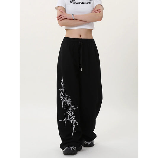 Graphic Design Wide Leg Sporty Pants WN17151