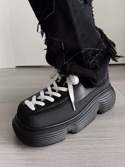 Square Toe Chunky Sole Leather Derby Shoes WN20773