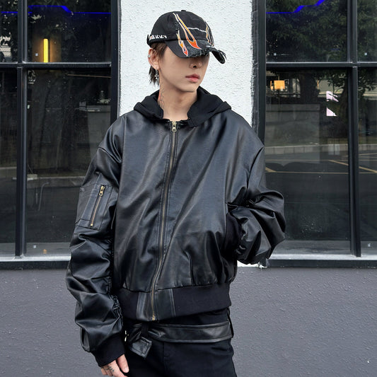 Heavyweight Wrinkle PU Leather Jacket WN23008