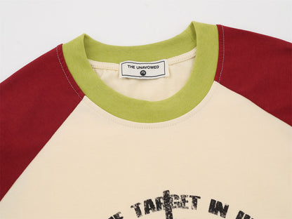 Contrast Raglan Sleeve Cotton Oversize Short Sleeve T-Shirt WN26834