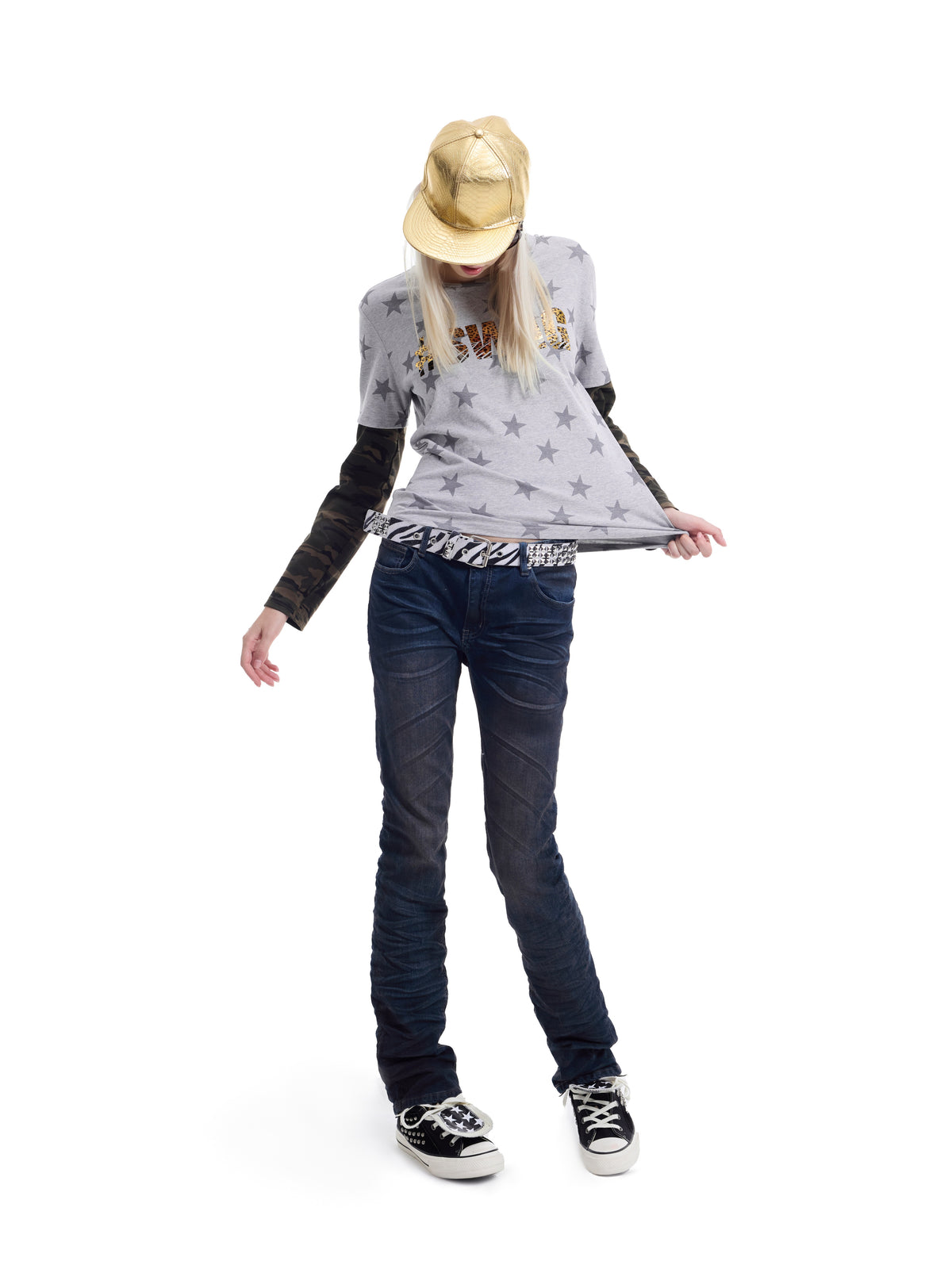 Washed Whisker Straight Denim Jeans WN27223