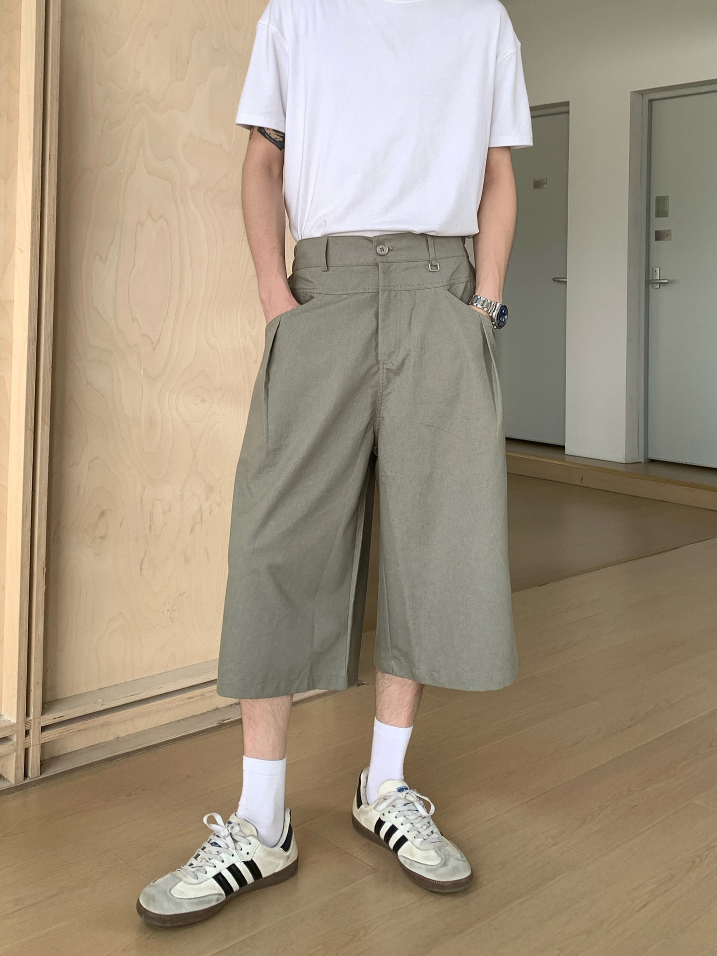 Buckle Wide Cropped Pants WN24998