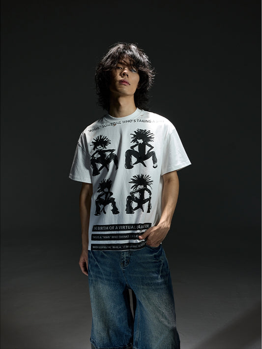 Damage Graffiti Design Short Sleeve T-Shirt WN13749