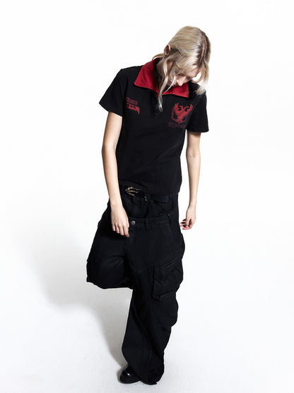 Irregular Panel 3D Pocket Wide Leg Cargo Pants WN27441