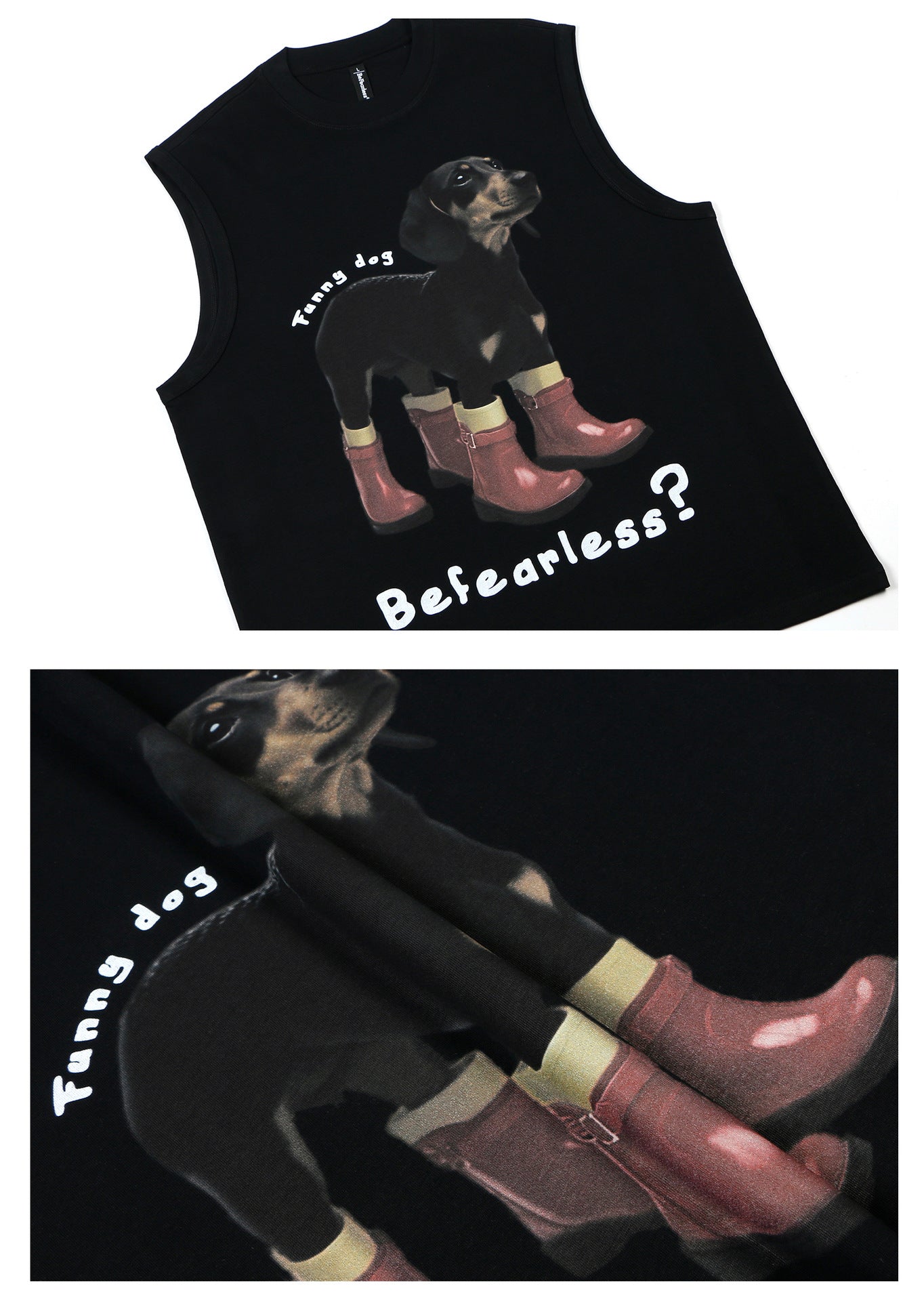 Dog Print Oversize Sleeveless T-Shirt WN26355