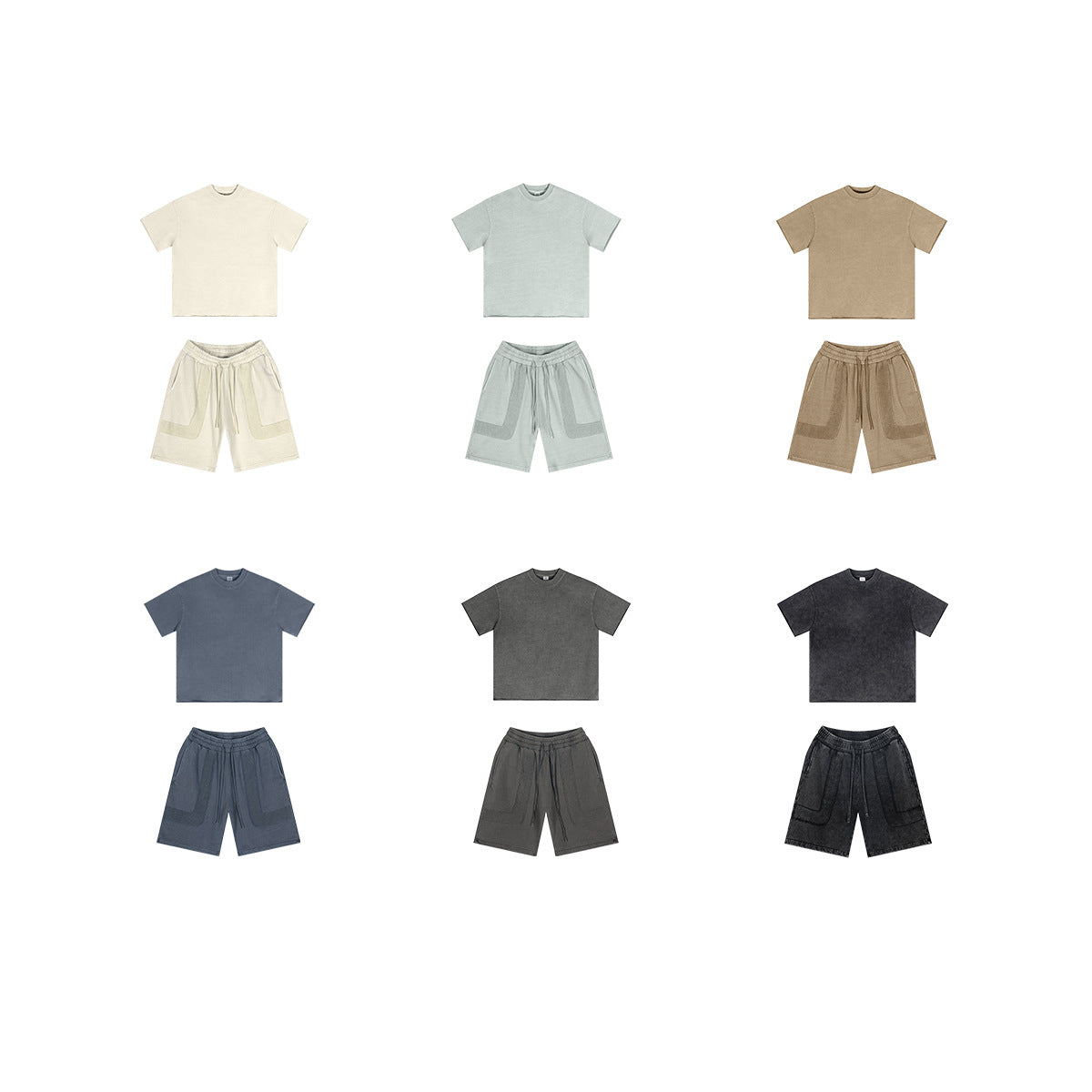 Washed Heavyweight Short Sleeve T-Shirt & Short Sweatpants Setup WN6167