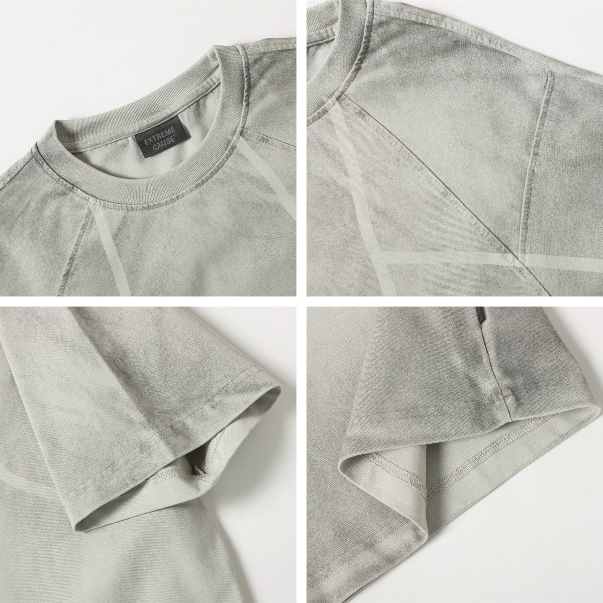 Washed Deconstructed Line Oversize Short Sleeve T-Shirt WN26901