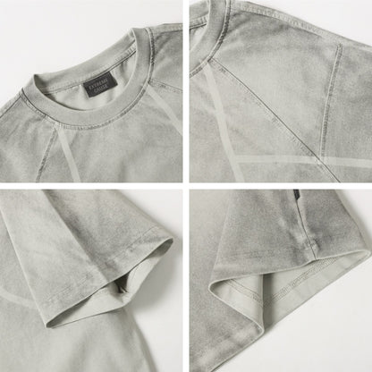 Washed Deconstructed Line Oversize Short Sleeve T-Shirt WN26901