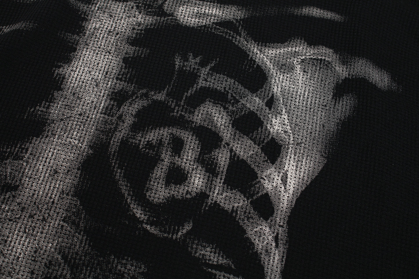 Skeleton Print Waffle Long Sleeve T-Shirt WN25476