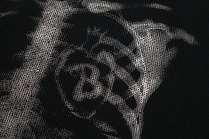 Skeleton Print Waffle Long Sleeve T-Shirt WN25476