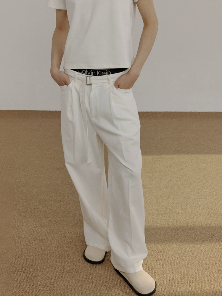 Belted Straight Leg Denim Jeans WN21522