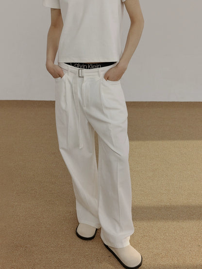 Belted Straight Leg Denim Jeans WN21522