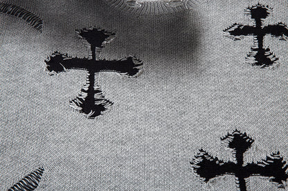 Spray Paint Cross Hole Kint Sweater WN11259