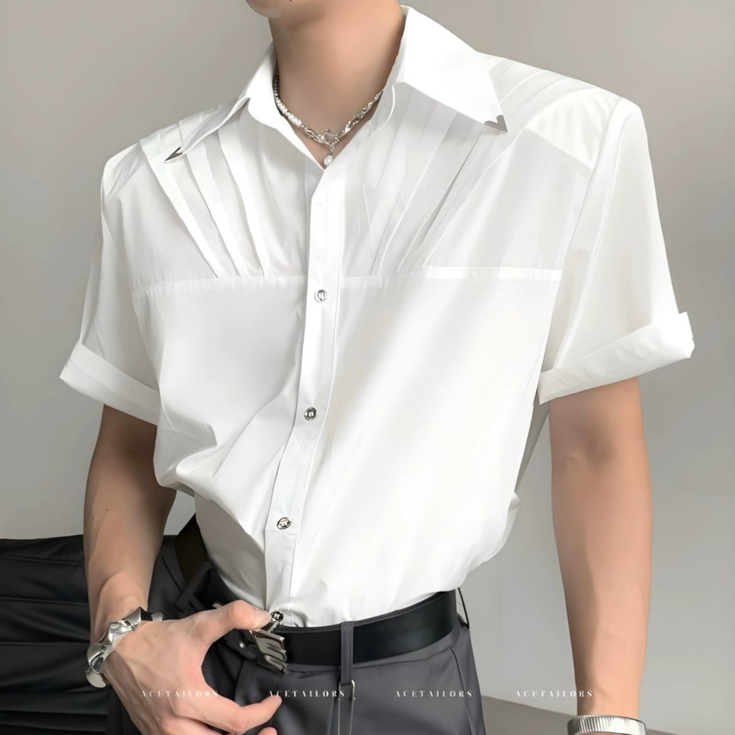 Pleated Wrinkle-Free Short Sleeve Shirt WN20089