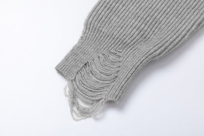 Cross Letter Print Double Zipper Stand Neck Knit Cardigan WN11504