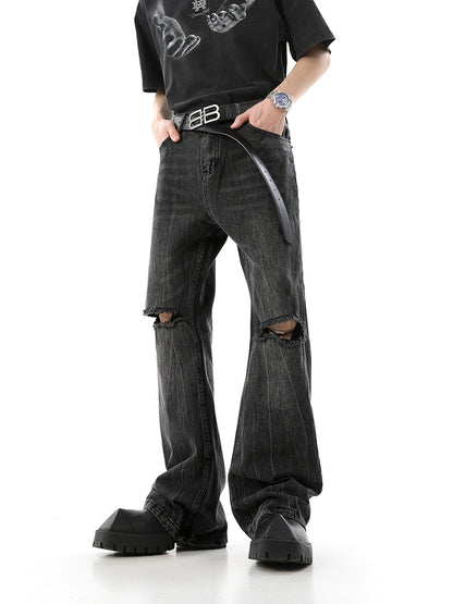 Damage Micro Flare Denim Jeans WN10370