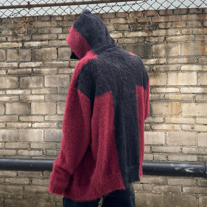 Cross Fake Mohair Oversize Zipper Hoodie WN22989