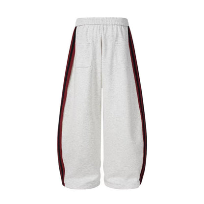 Stripe Embroidery Wide Leg Sweatpants WN28065
