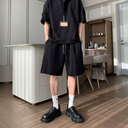 Sporty Short Sleeve Hooded T-Shirt & Short Pants Setup WN20449