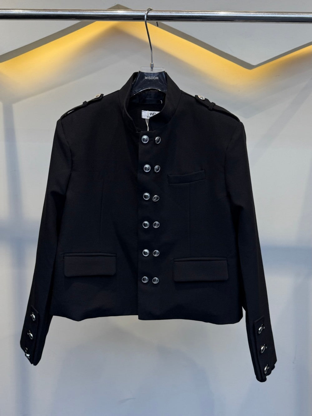 Stand Neck Double-Breasted Metal Button Short Jacket WN27889