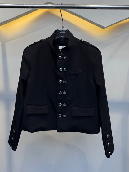Stand Neck Double-Breasted Metal Button Short Jacket WN27889