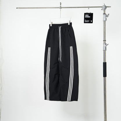 Stripe Line Drawstring Wide Leg Pants WN24136