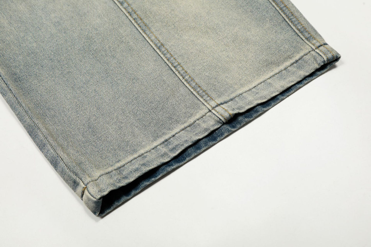 Washed Damage Panel Curved Denim Jeans WN25530