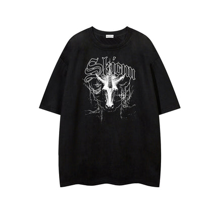 Washed Graphic Art Print Short Sleeve T-Shirt WN25797