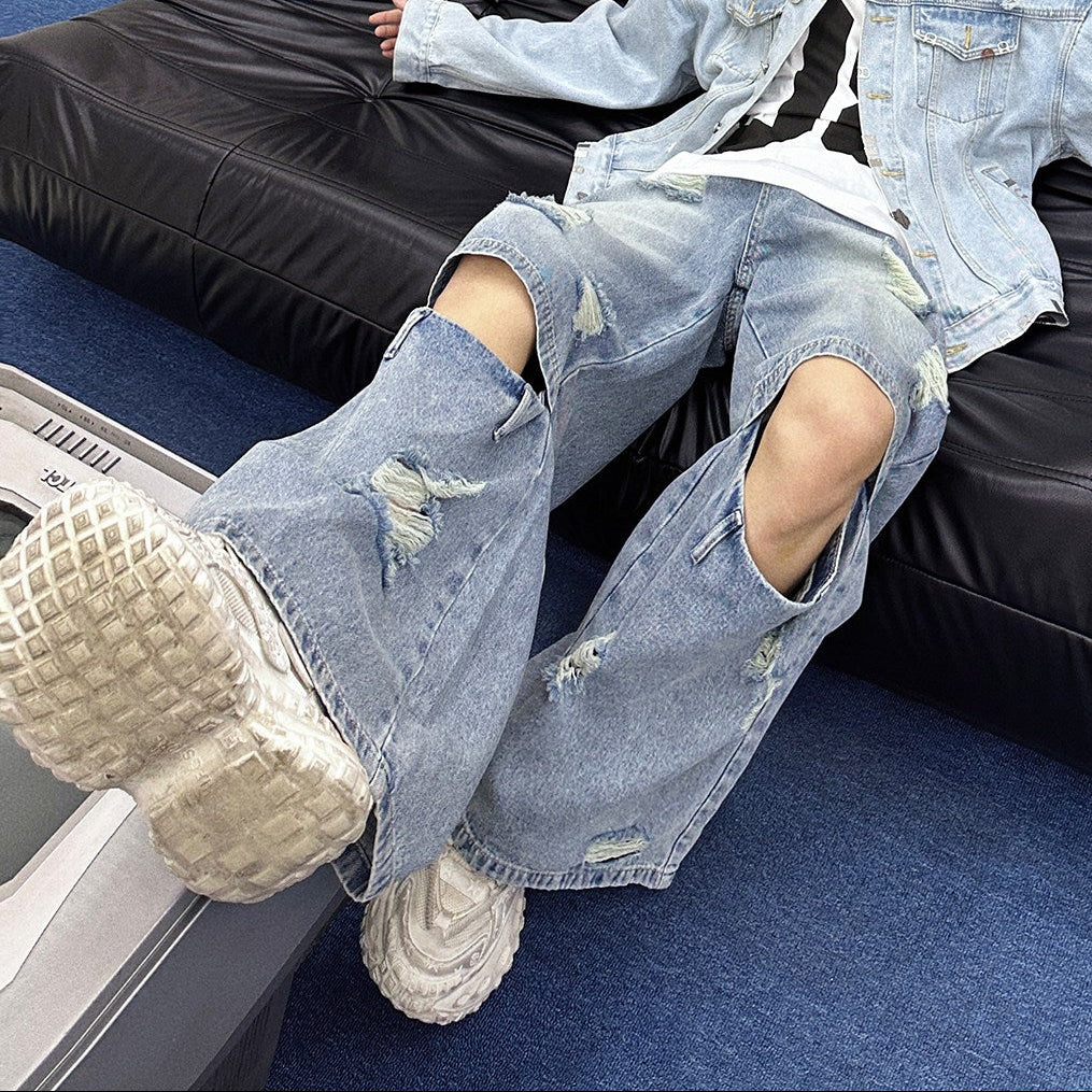 Damage Straight Denim Jeans WN25130