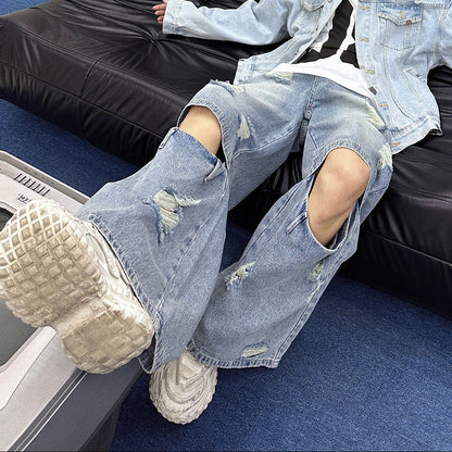 Damage Straight Denim Jeans WN25130