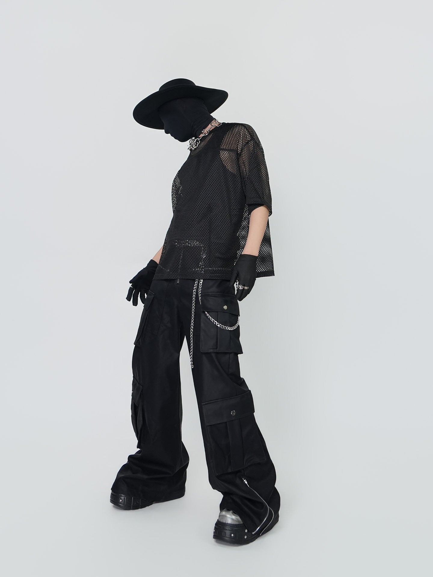 Mesh Sheer Oversize Short Sleeve T-Shirt & Vest WN24293