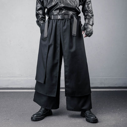 Fake Layered Deconstruct Wide Leg Pants WN22493