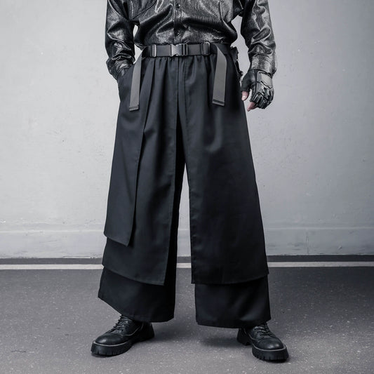 Fake Layered Deconstruct Wide Leg Pants WN22493