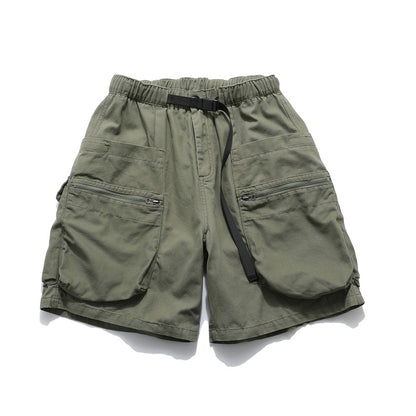 Washed Damage Zipper Cargo Half Pants WN26853