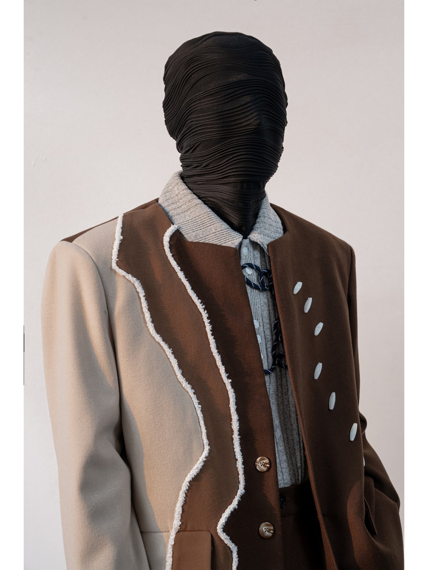 Brushed Color Block Oversize Tailored Jacket & Wide Leg Trousers Setup WN23649