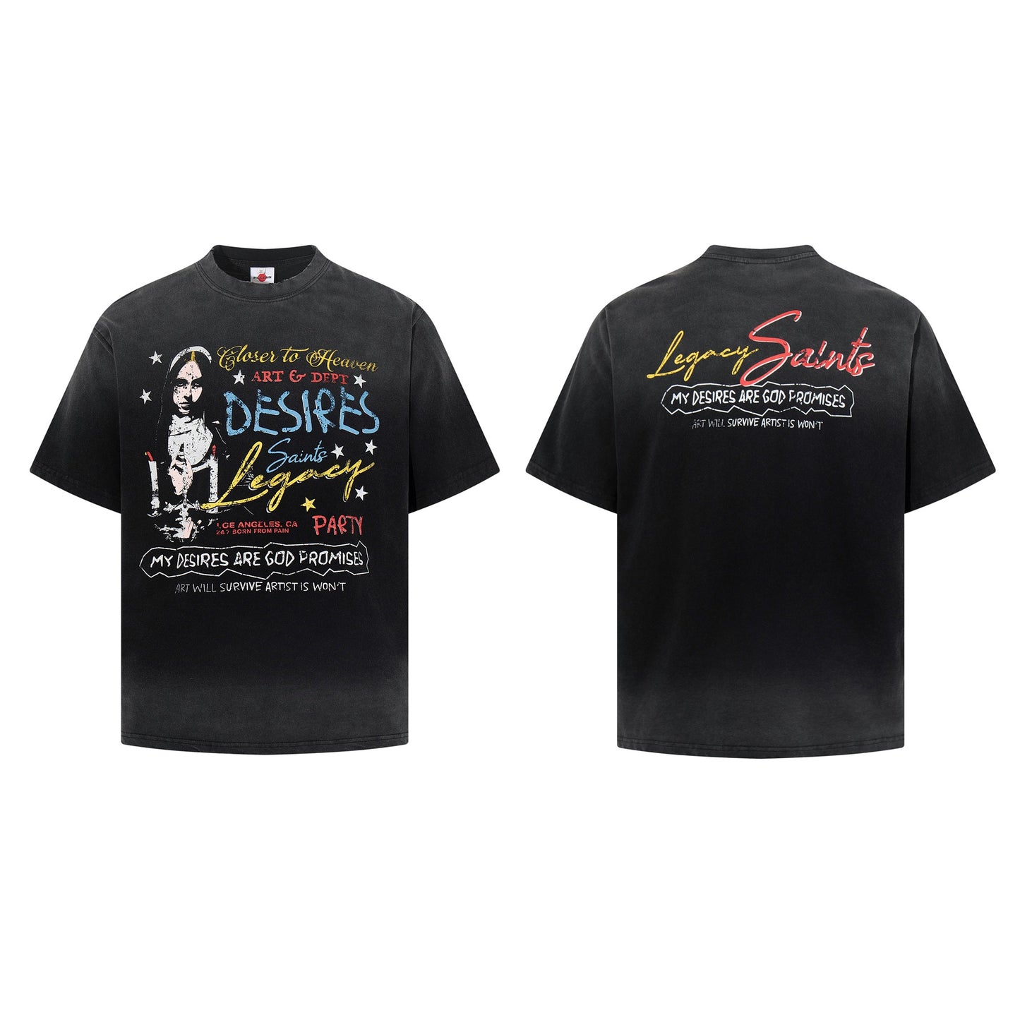 Washed Graphic Letter Print Short Sleeve T-Shirt WN25923