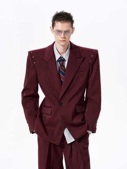 Oversize Waist-Cinched Tailored Jacket & Trousers Setup WN23272