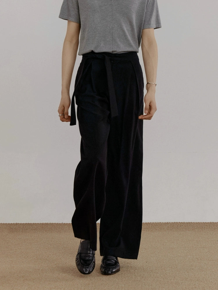 Pleats Belted Wide Leg Trousers WN21465