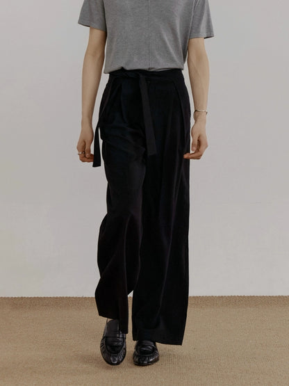 Pleats Belted Wide Leg Trousers WN21465