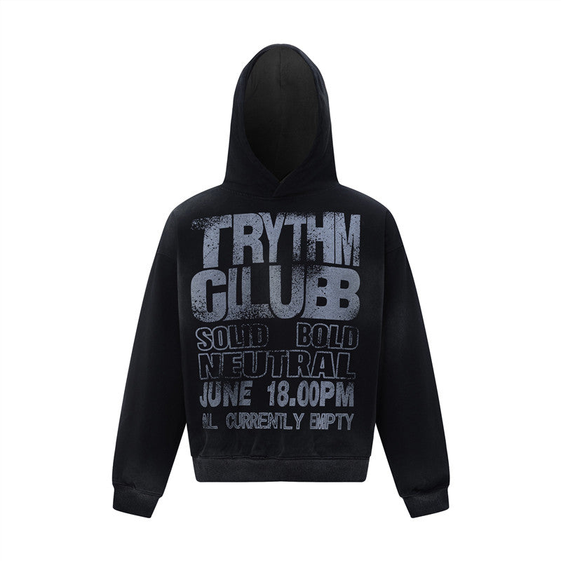 Letter Tie-Dye Heavyweight Short Pullover Hoodie WN24257