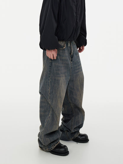 Slub Washed Baggy Denim Jeans WN16943