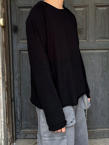 Raw Edge Oversize Long Sleeve T-Shirt WN24395