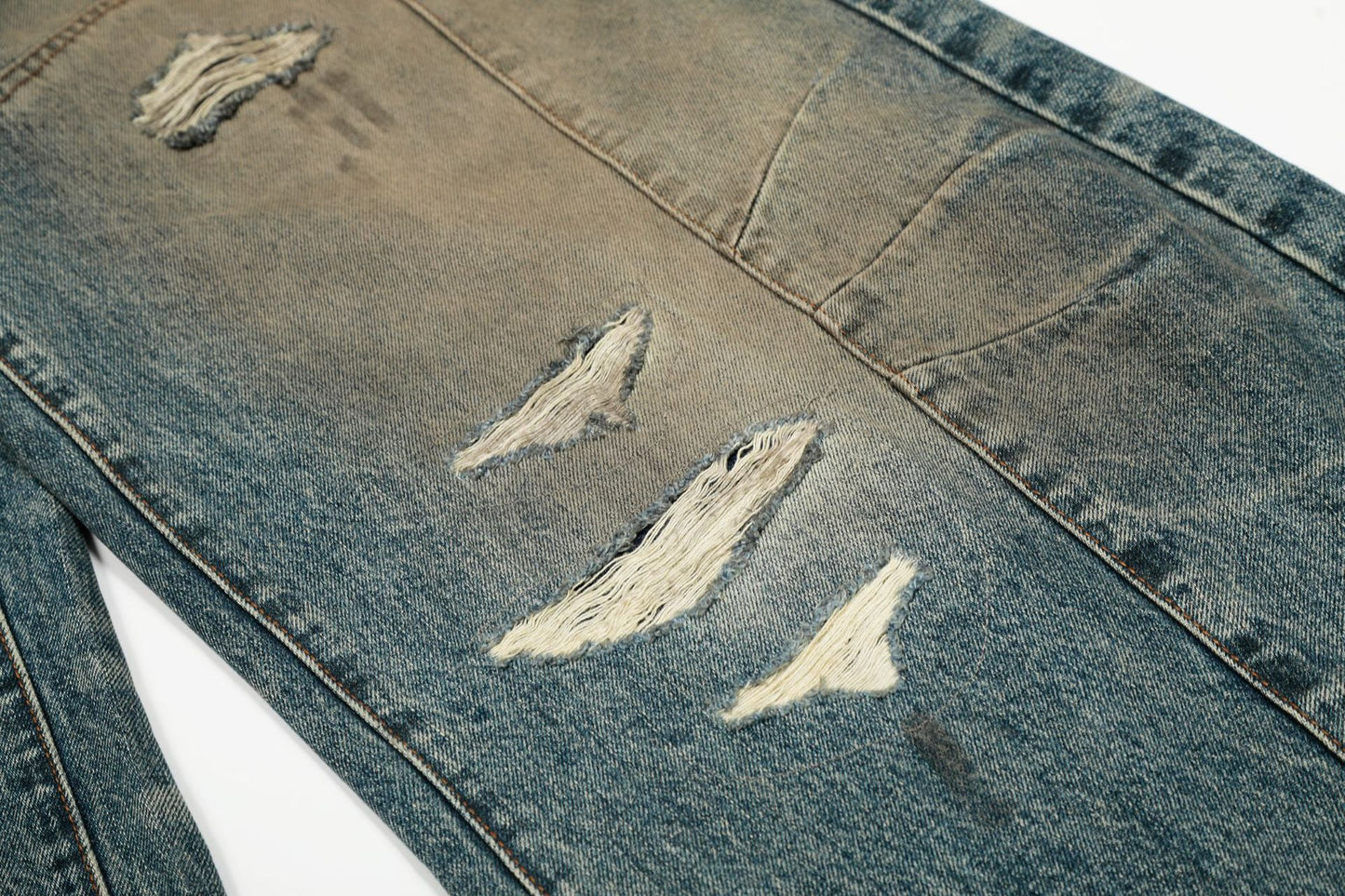 Washed Deconstruction Barrel Denim Jeans WN26067