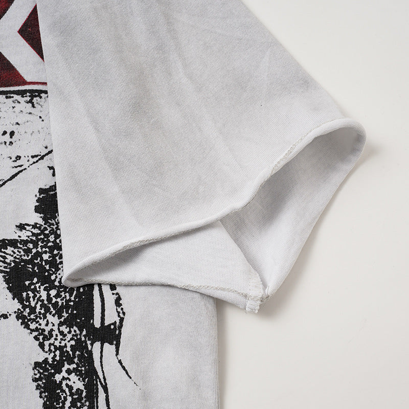 Washed Art Graphic Print Short Sleeve T-Shirt WN27822