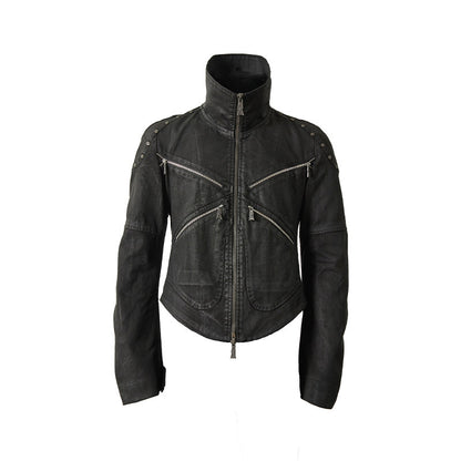 Stand Neck Wax Coating Oversize Jacket WN27446